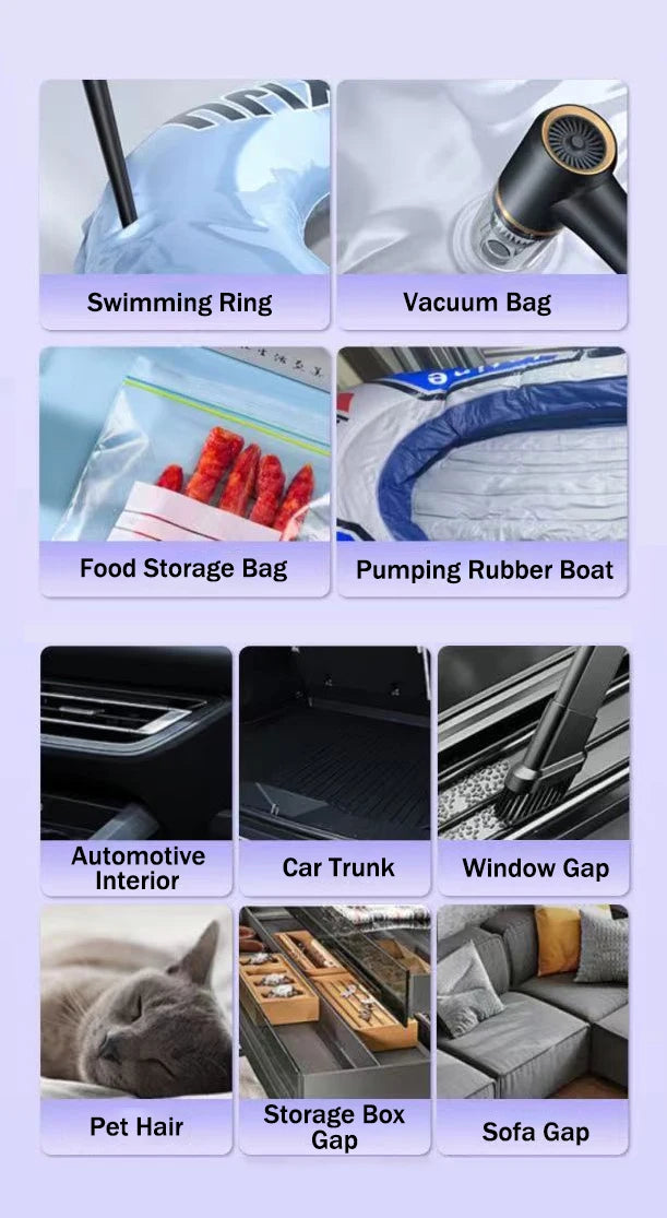 Car MINI Wireless Vacuum Clean Rechargeable Portable Handheld Dust Removal Hair Dryer Handheld Wireless Car/Home Strong Suction