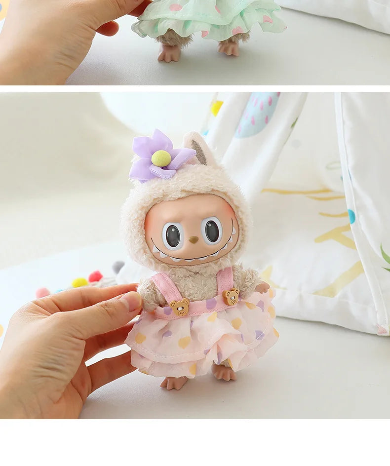 17cm Cute Mini Plush Doll'S Clothes Outfit Accessories For Korea Kpop Exo Labubu Idol Dolls Skirt Hat Clothing DIY Kids Gift