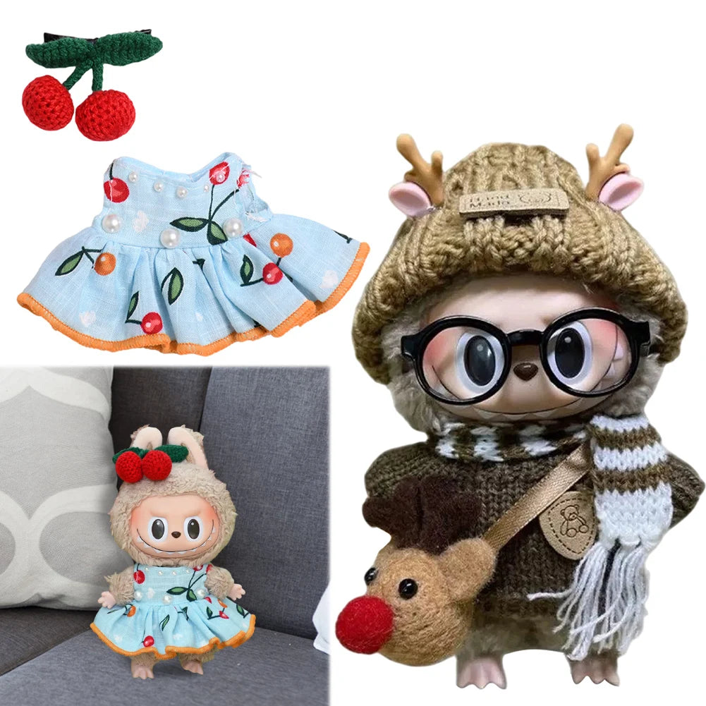 17cm Mini Plush Doll'S Clothes Outfit Accessories For Doll's V1 V2 Sweater Headband Set Clothing Gift,DIY Mini Clothes Dress