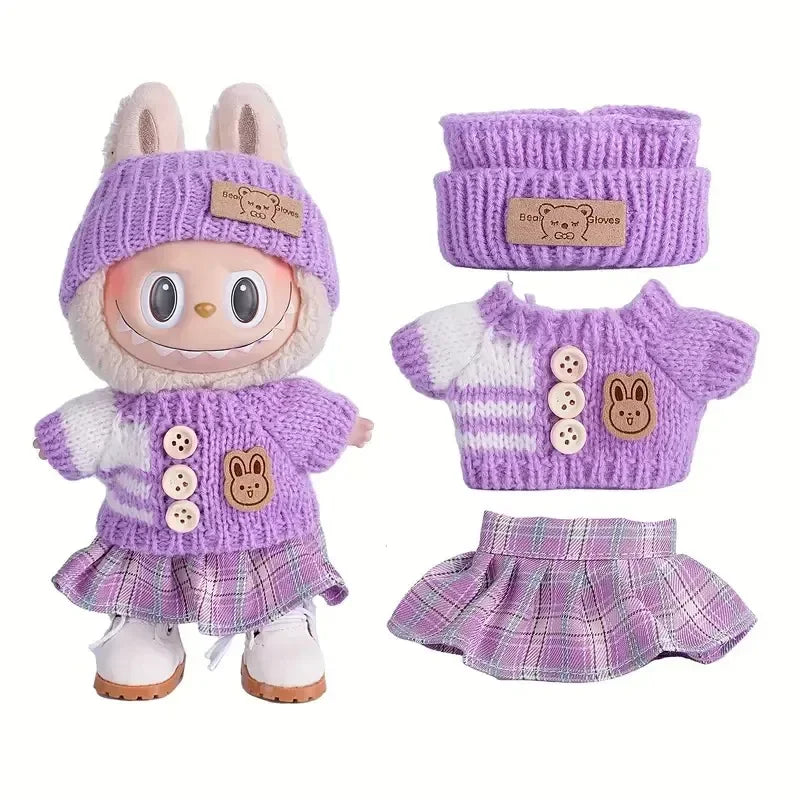 17cm Cute Mini Plush Doll'S Clothes Outfit Accessories For Korea Kpop Exo Labubu Idol Dolls Sweater Clothing DIY Kids Girl Gift