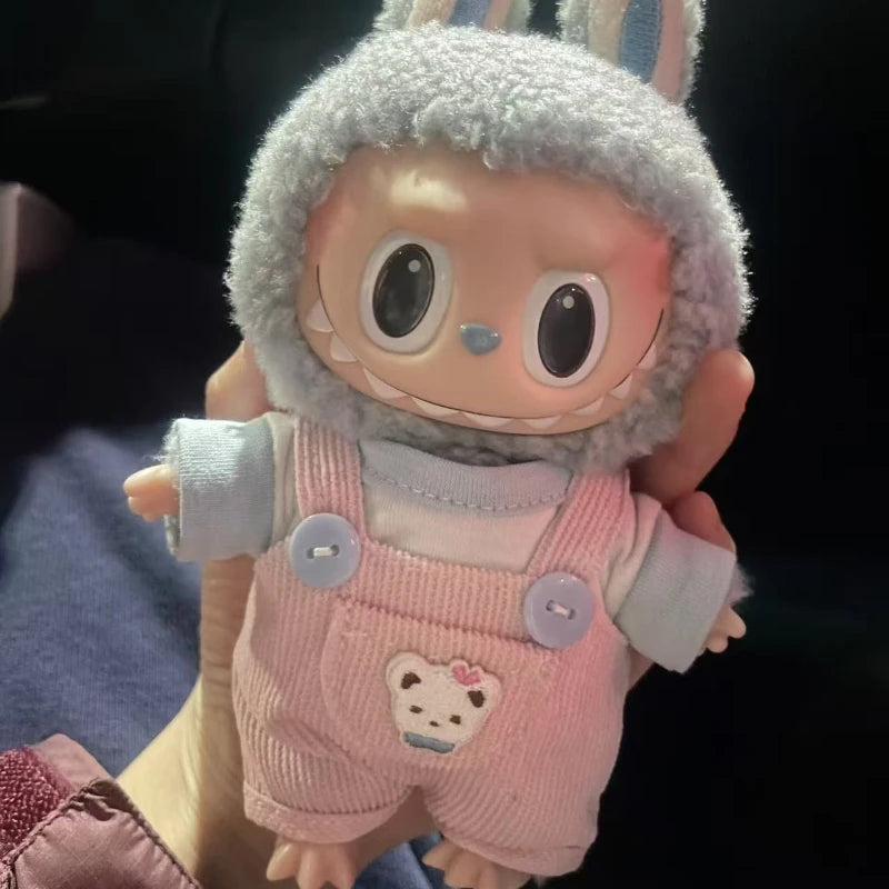 17cm Mini Plush Doll'S Clothes Outfit Accessories For Korea Kpop Exo Labubu Idol overalls pants set Macaron doll Clothing Gift