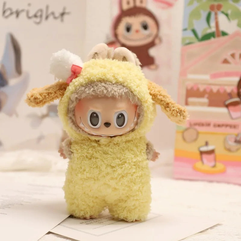 17cm Cute Mini Plush Doll'S Clothes Outfit Accessories For Korea Kpop Exo Labubu Idol Dolls donut overalls Clothing DIY Kid Gift