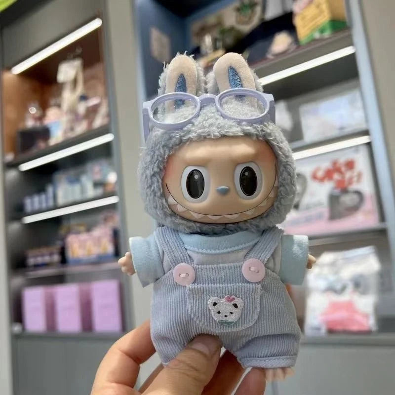 17cm Mini Plush Doll'S Clothes Outfit Accessories For Korea Kpop Exo Labubu Idol overalls pants set Macaron doll Clothing Gift