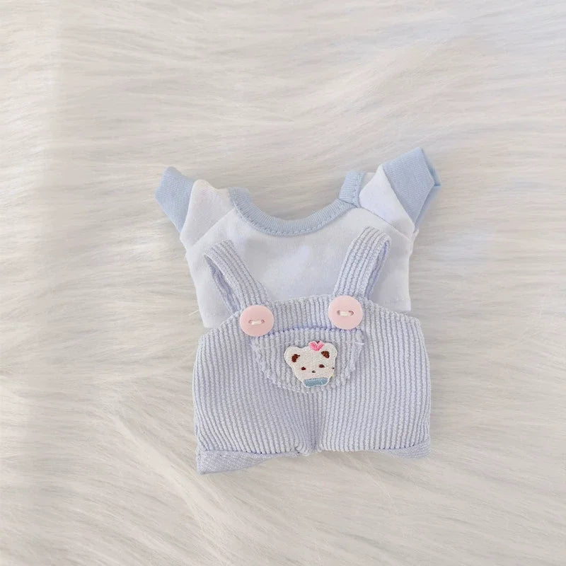 17cm Mini Plush Doll'S Clothes Outfit Accessories For Korea Kpop Exo Labubu Idol overalls pants set Macaron doll Clothing Gift