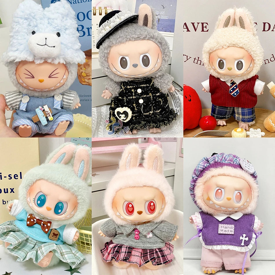 17cm Mini Plush Doll'S Clothes Outfit Accessories For Korea Kpop Exo Labubu I II Idol Dolls sit party overalls Clothing Gift