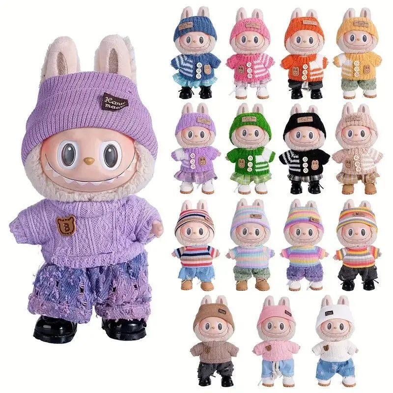 17cm Cute Mini Plush Doll'S Clothes Outfit Accessories For Korea Kpop Exo Labubu Idol Dolls Sweater Clothing DIY Kids Girl Gift