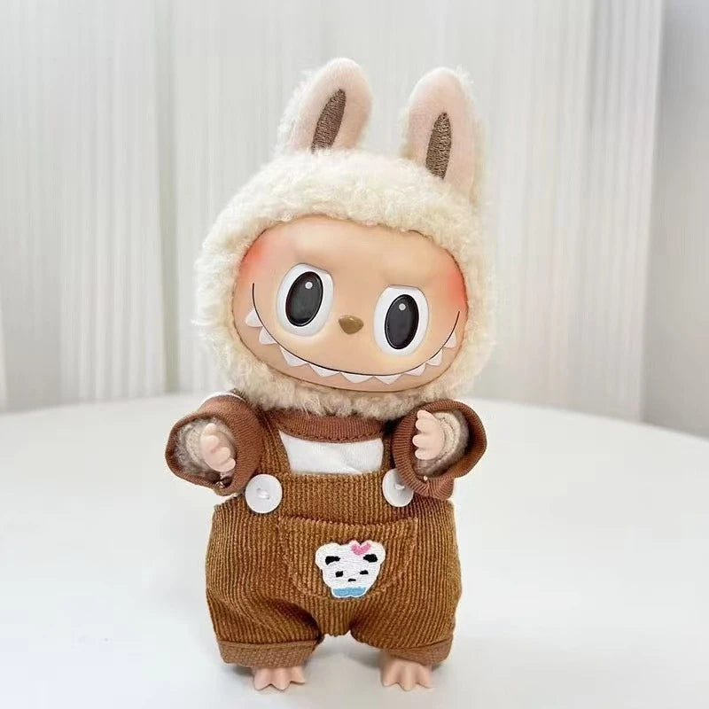17cm Mini Plush Doll'S Clothes Outfit Accessories For Korea Kpop Exo Labubu Idol overalls pants set Macaron doll Clothing Gift