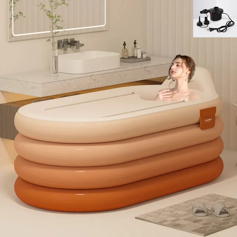Bathing Bucket for Adults, Inflatable Bathtub, Thickened and Foldable Full Body Sitting Bathtub Sweat Steaming Medicine Bath