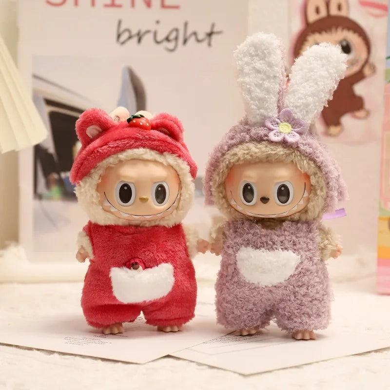 17cm Cute Mini Plush Doll'S Clothes Outfit Accessories For Korea Kpop Exo Labubu Idol Dolls donut overalls Clothing DIY Kid Gift