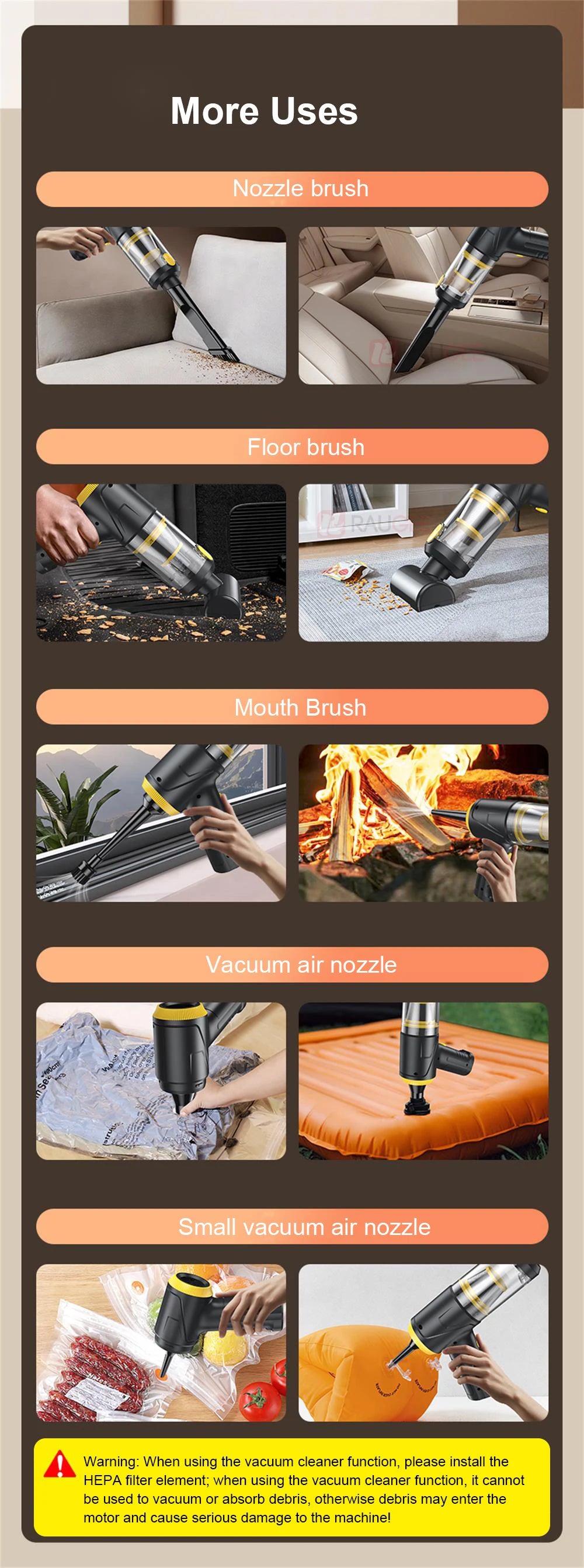 Car Vacuum Cleaner Portable Wireless Vacuum Cleaner 12000PA High Power Mini Handheld Vacuum Cleaner Powerful Blower for Car Home