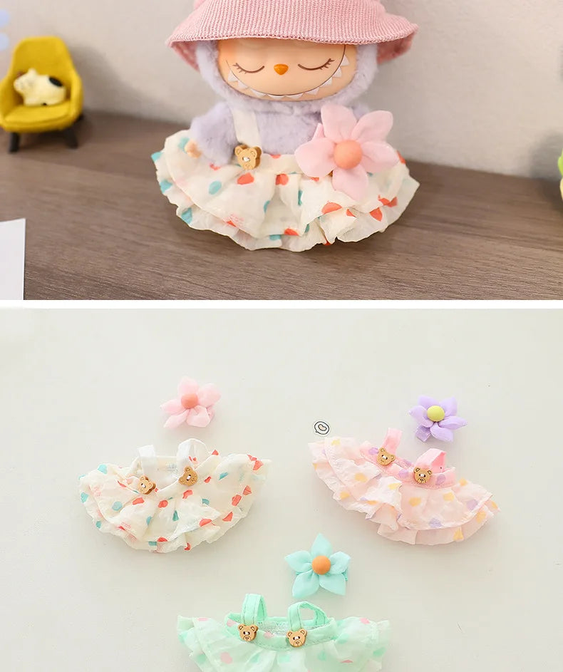 17cm Cute Mini Plush Doll'S Clothes Outfit Accessories For Korea Kpop Exo Labubu Idol Dolls Skirt Hat Clothing DIY Kids Gift