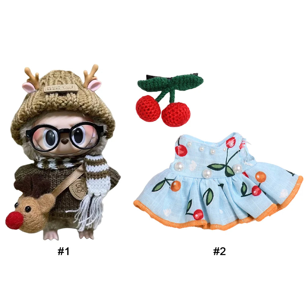 17cm Mini Plush Doll'S Clothes Outfit Accessories For Doll's V1 V2 Sweater Headband Set Clothing Gift,DIY Mini Clothes Dress