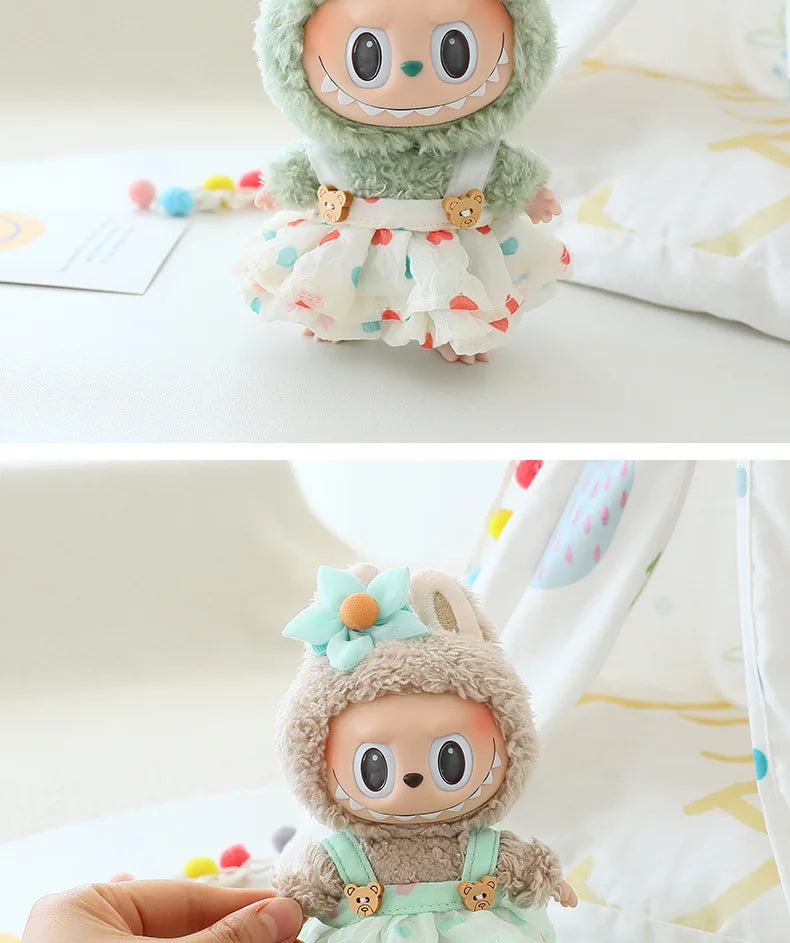 17cm Cute Mini Plush Doll'S Clothes Outfit Accessories For Korea Kpop Exo Labubu Idol Dolls Skirt Hat Clothing DIY Kids Gift