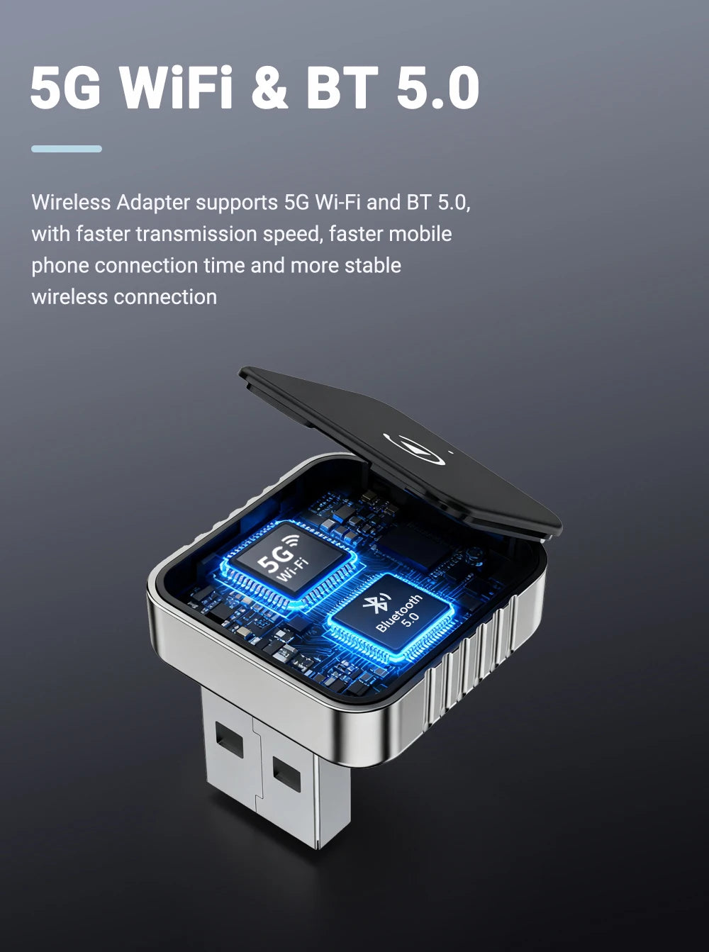 XUDA 2 in1 Wired to Wireless CarPlay Android Auto Adapter for OEM Car Stereo With USB Dongle Smart Mini Box Plug and Play Blueto