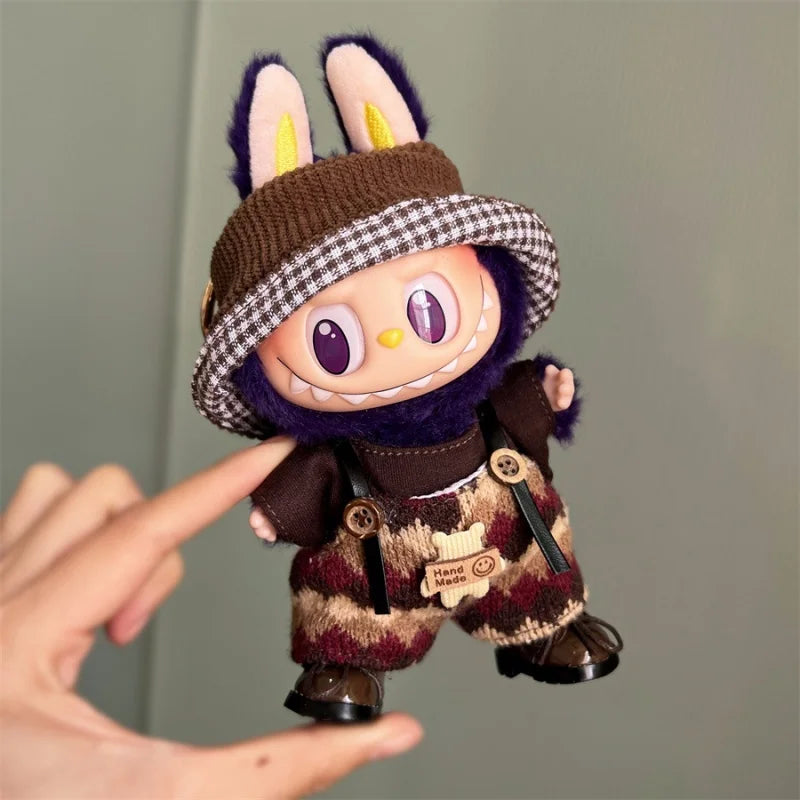 17cm Mini Plush Doll'S Clothes Outfit Accessories No Doll for Korea Kpop Exo Labubu Overalls Clothing Gift