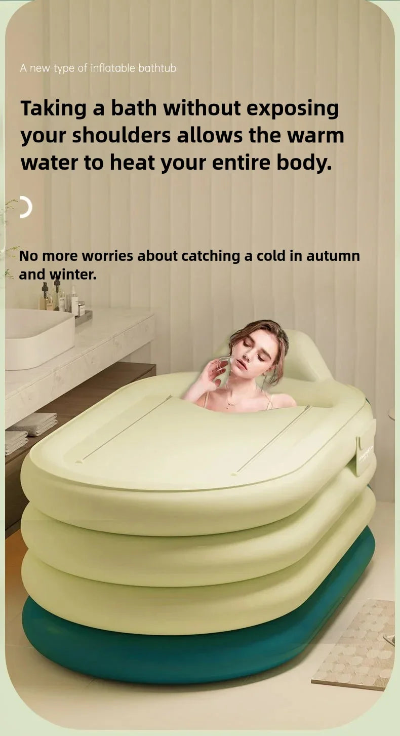 Bathing Bucket for Adults, Inflatable Bathtub, Thickened and Foldable Full Body Sitting Bathtub Sweat Steaming Medicine Bath