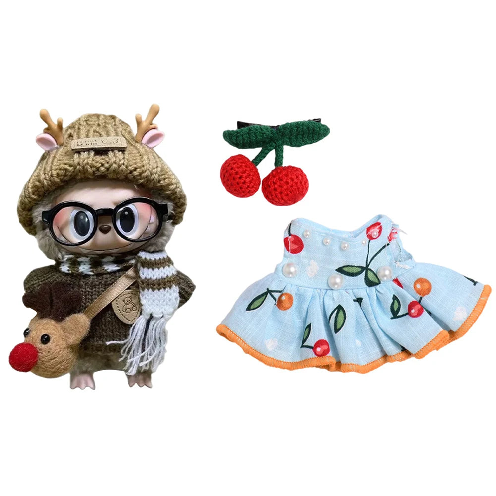 17cm Mini Plush Doll'S Clothes Outfit Accessories For Doll's V1 V2 Sweater Headband Set Clothing Gift,DIY Mini Clothes Dress