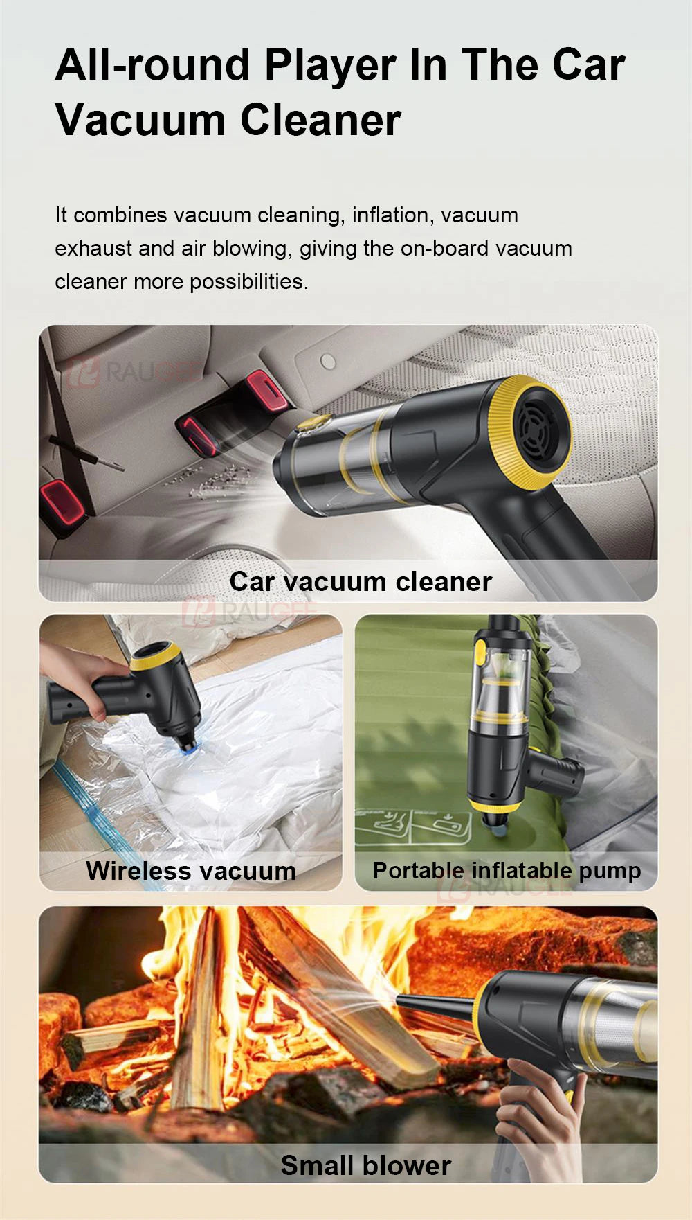 Car Vacuum Cleaner Portable Wireless Vacuum Cleaner 12000PA High Power Mini Handheld Vacuum Cleaner Powerful Blower for Car Home