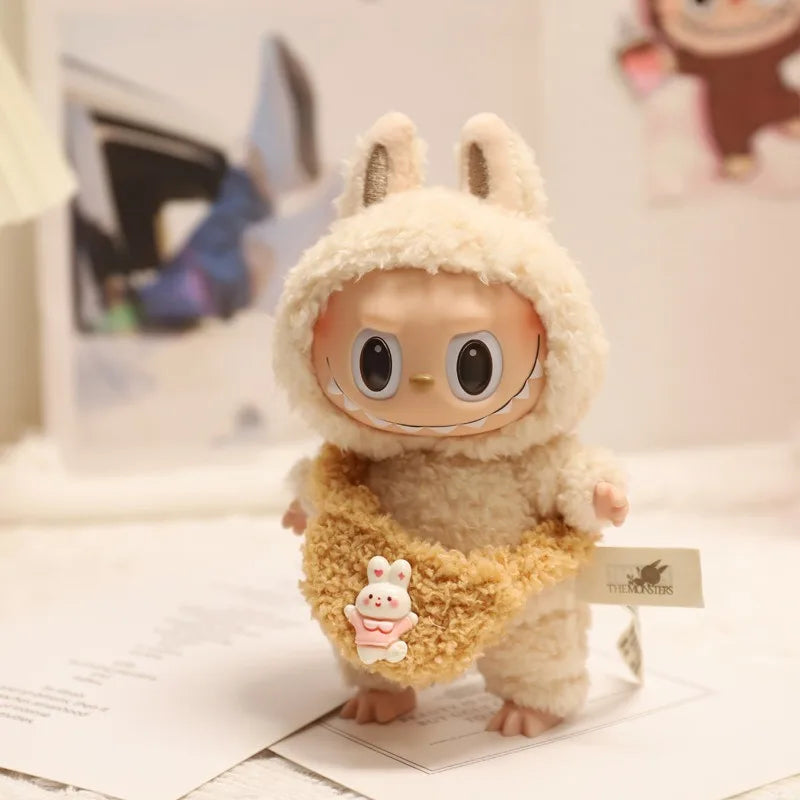 17cm Cute Mini Plush Doll'S Clothes Outfit Accessories For Korea Kpop Exo Labubu Idol Dolls donut overalls Clothing DIY Kid Gift